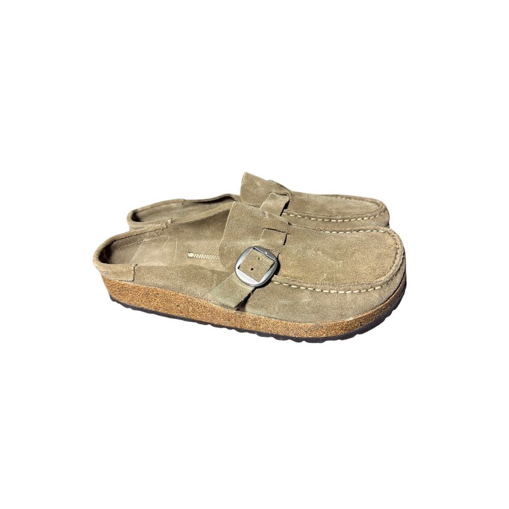 NEW Birkenstock Buckley Clogs Size 9 Taupe Suede Slip-On Comfort Shoes